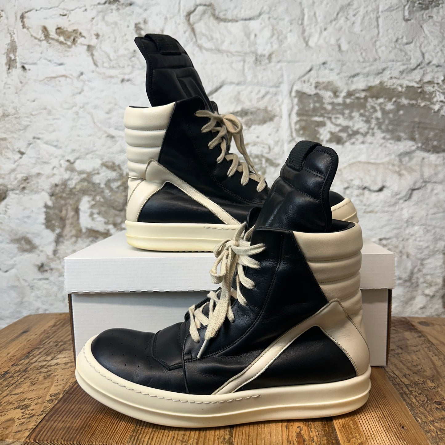 Rick Owens High Geobasket Black Milk Sneaker Sz 7 (40)