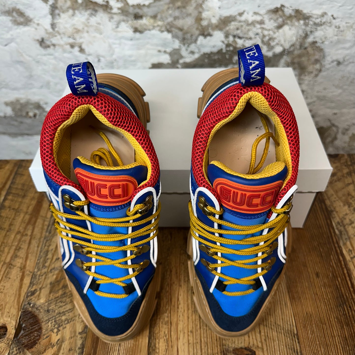 Gucci Flashtrek Red Blue Brown Boot Sneaker Sz 7