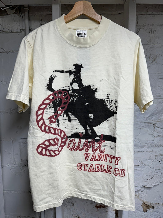 Saint Vanity Horse T-shirt Cream Sz S