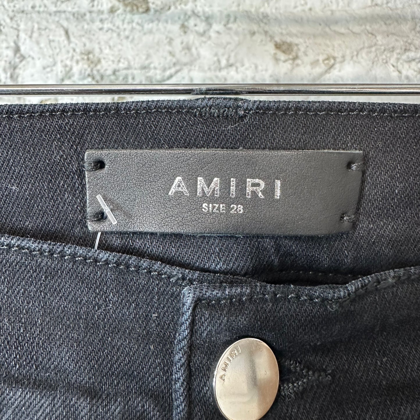 Amiri MX1 Grey Art Patch Black Denim Jeans Sz 28