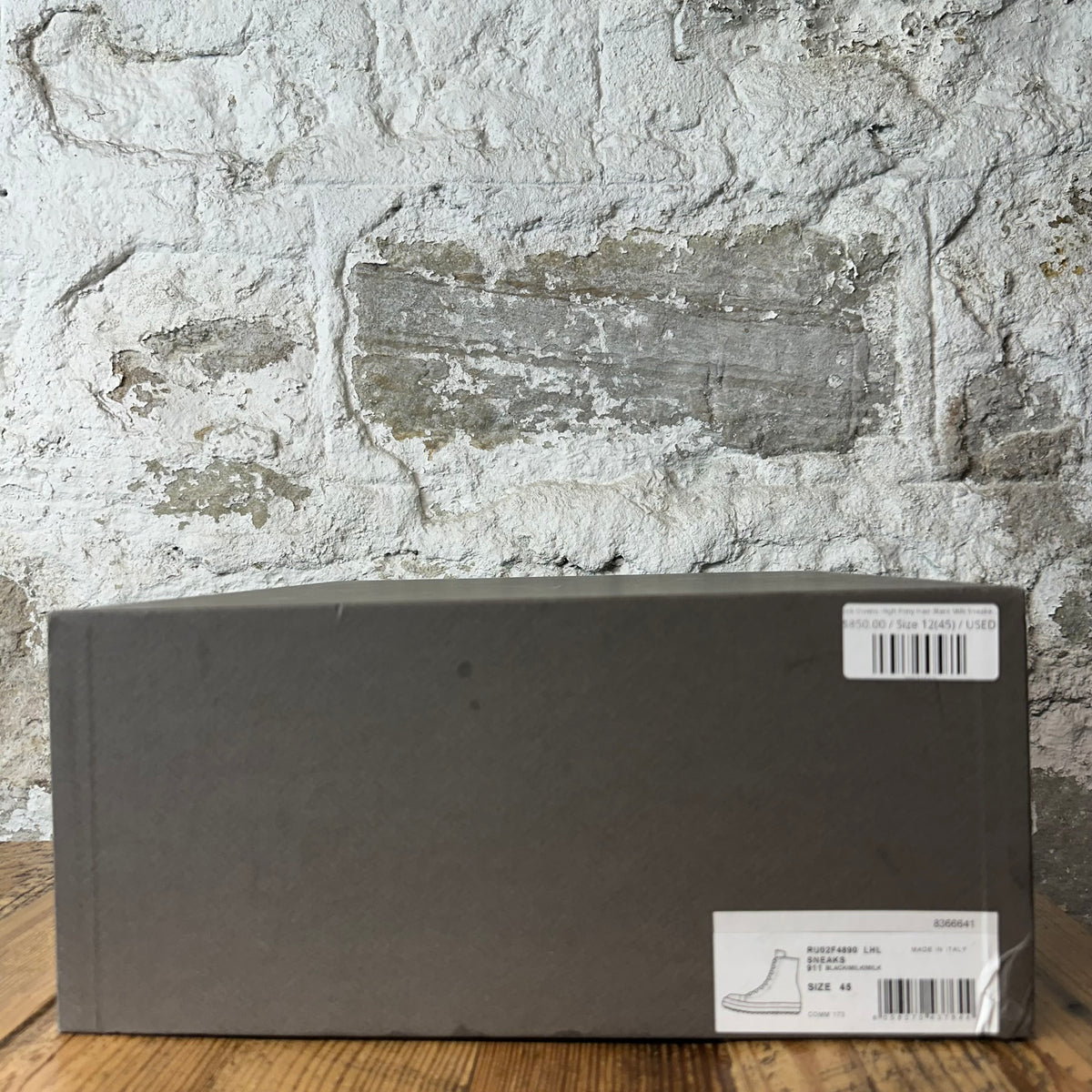 Rick Owens High Pony Hair Black Milk Sneaker Sz 12 (45)