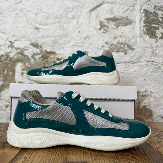 Prada Americas Cup Teal Green Patent Sneaker Sz 7