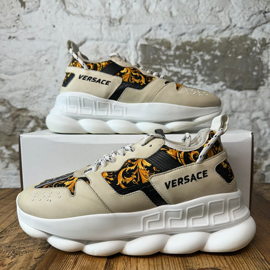 Versace Chain Reaction Cream White Sneaker Sz 7 (40)