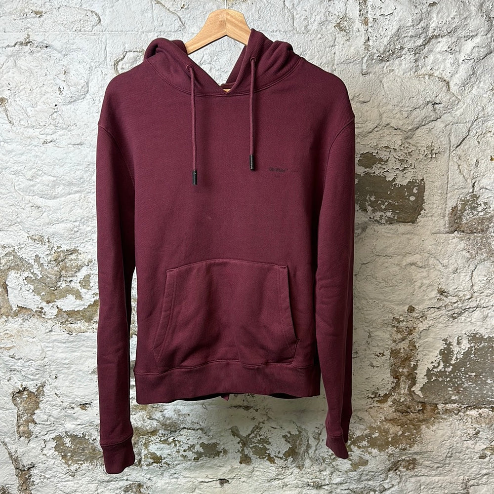 Off White Small Logo Burgundy Hoodie Sz S