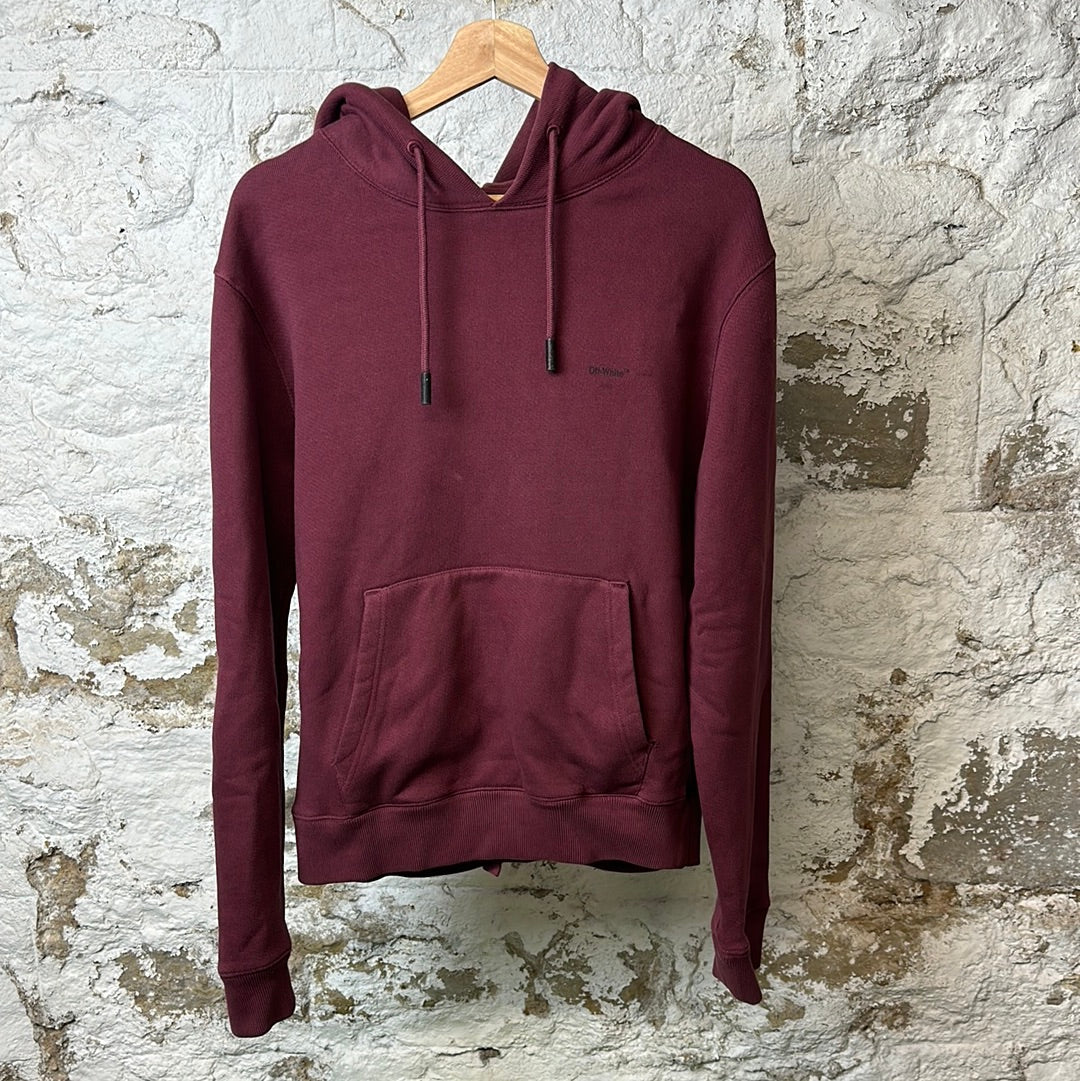 Off White Small Logo Burgundy Hoodie Sz S