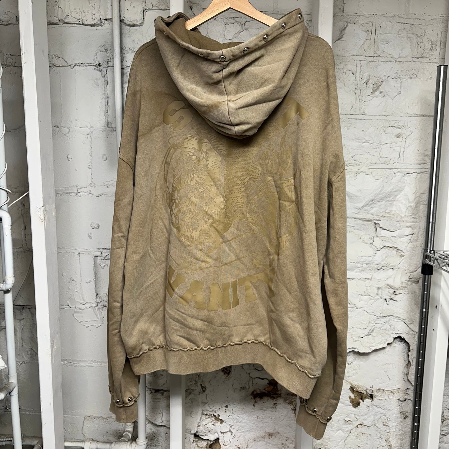 Saint Vanity French Terry Studded Brown Hoodie Sz XXL