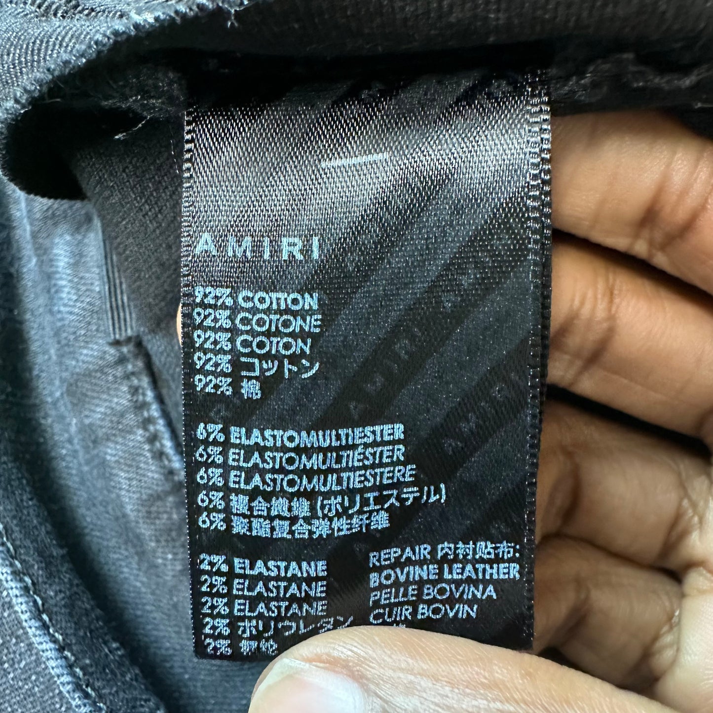 Amiri MX1 Camo Patch Black Denim Jeans Sz 32