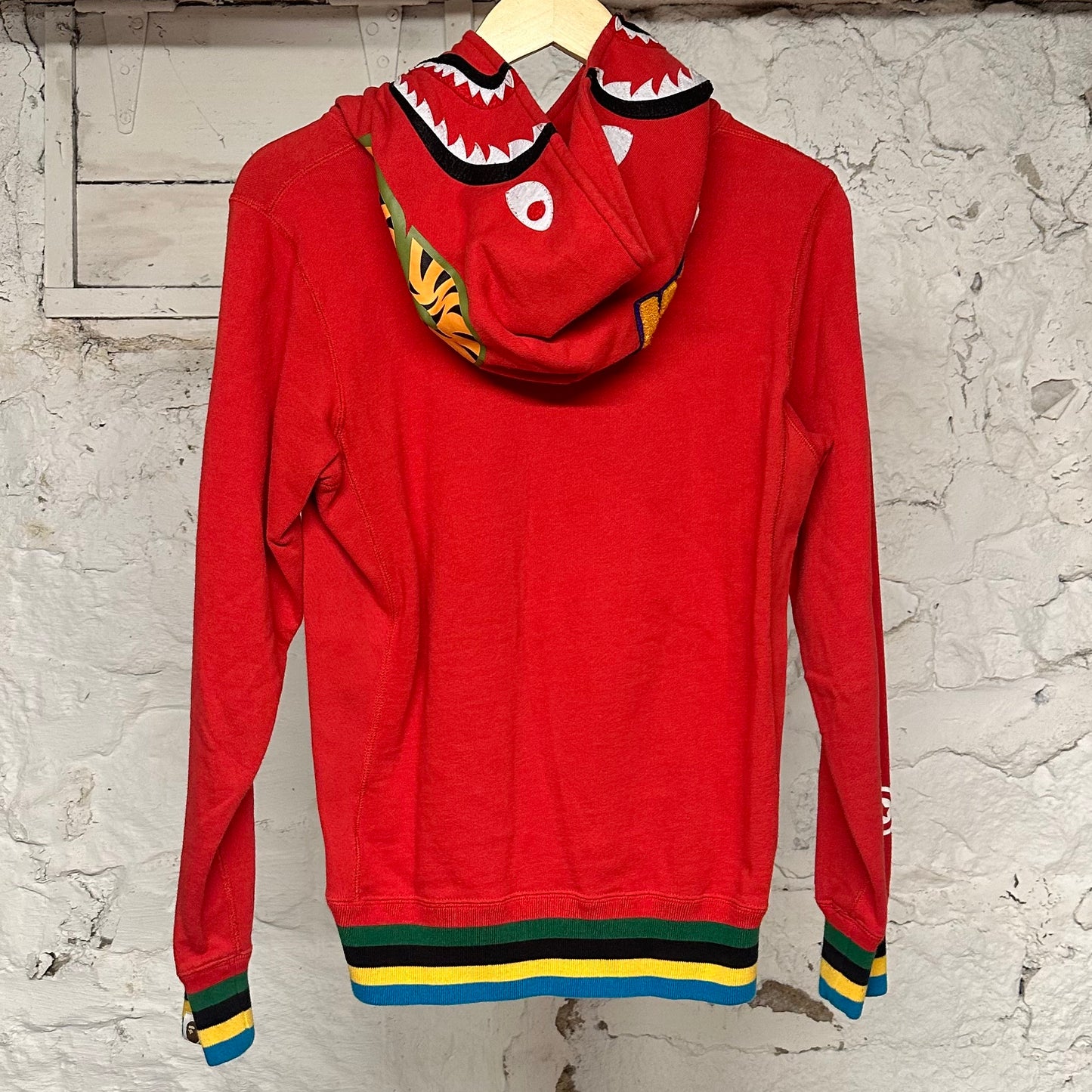 Bape Red Shark Pullover Hoodie Sz S