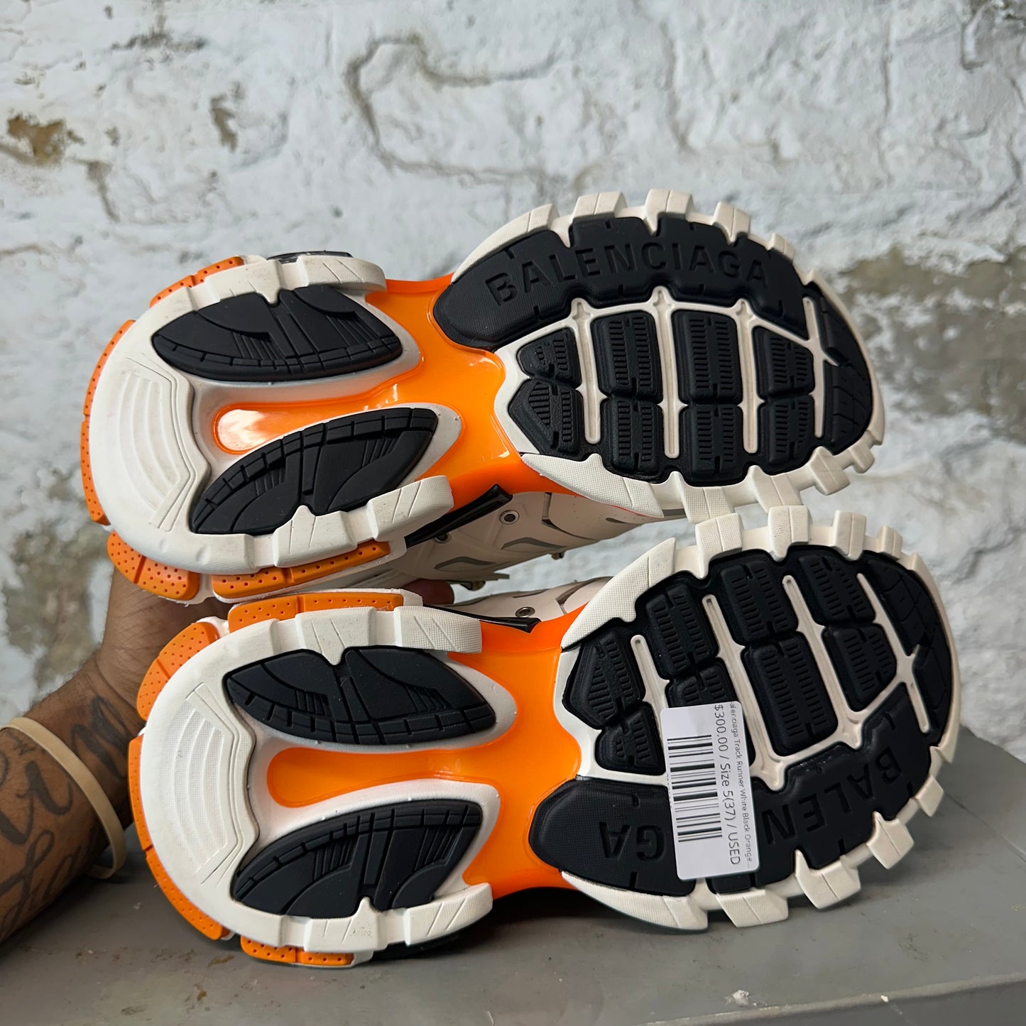 Balenciaga Track Runner White Black Orange Sneaker Sz 5 (37)