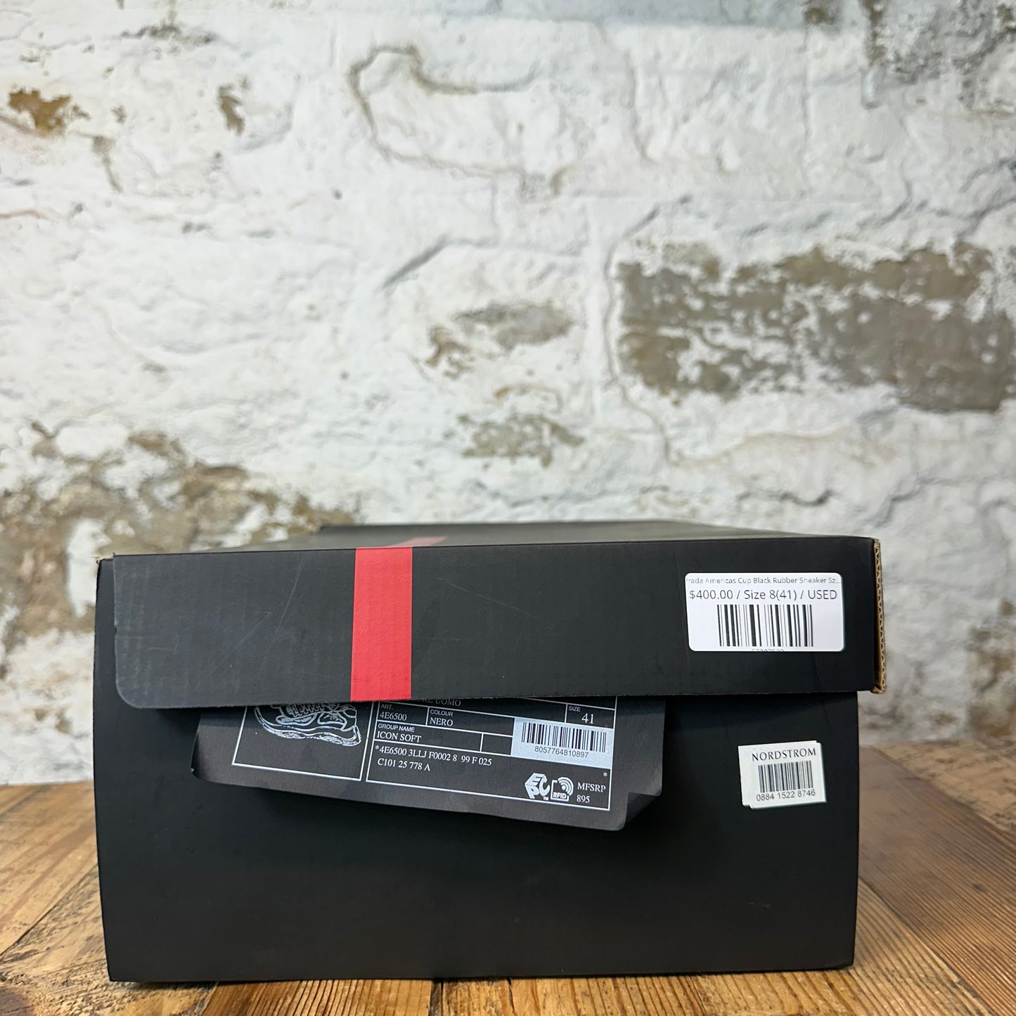 Prada Americas Cup Black Rubber Sneaker Sz 8 (41)