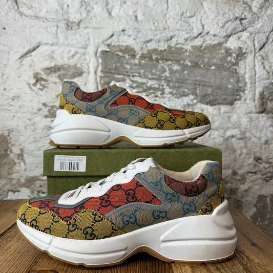 Gucci Rhyton Multicolor GG Monogram White Sneaker Sz 8