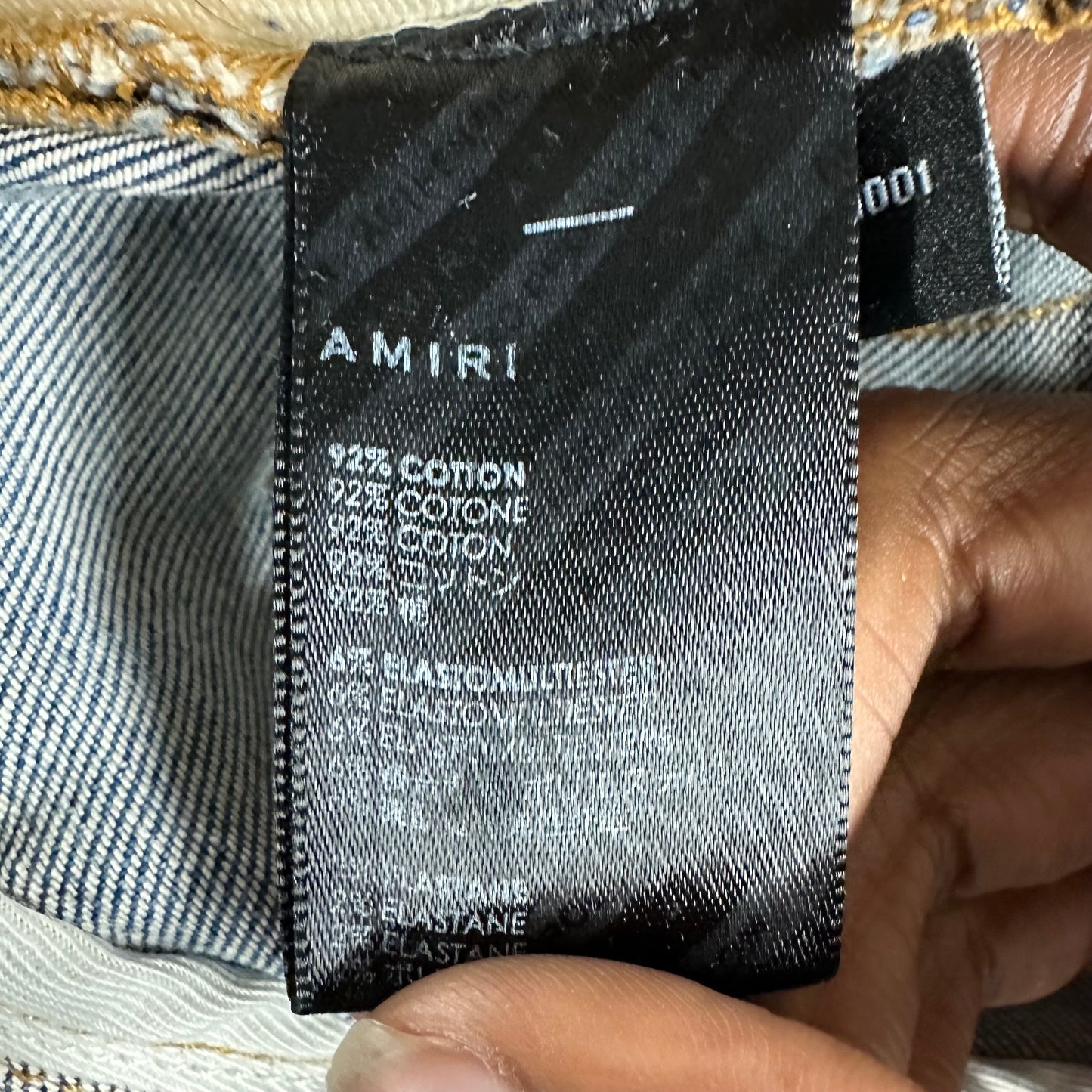 Amiri Blue Paisley Core Logo Blue Denim Jeans Sz 36
