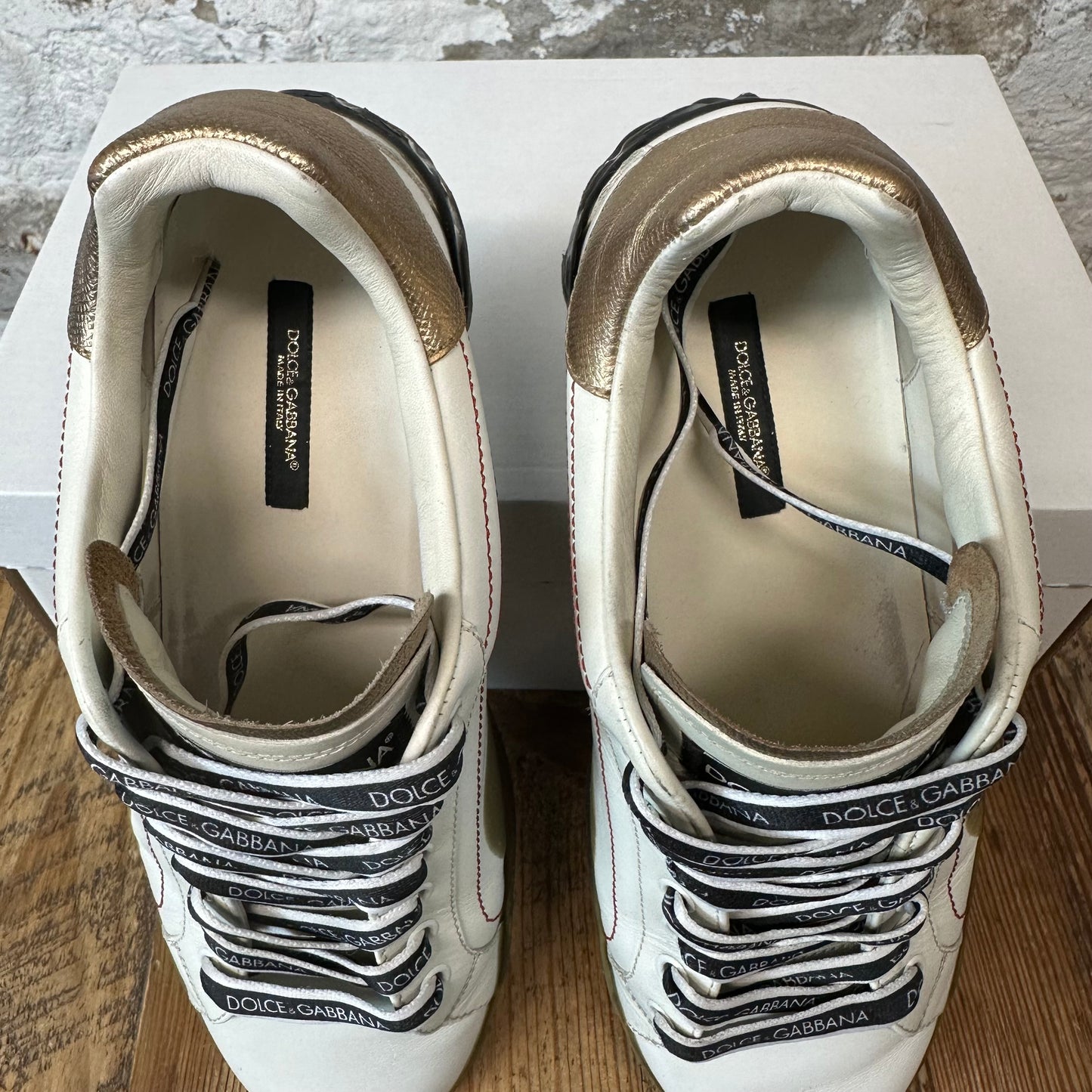 Dolce Gabbana Wax Bottom White Sneaker Sz 7