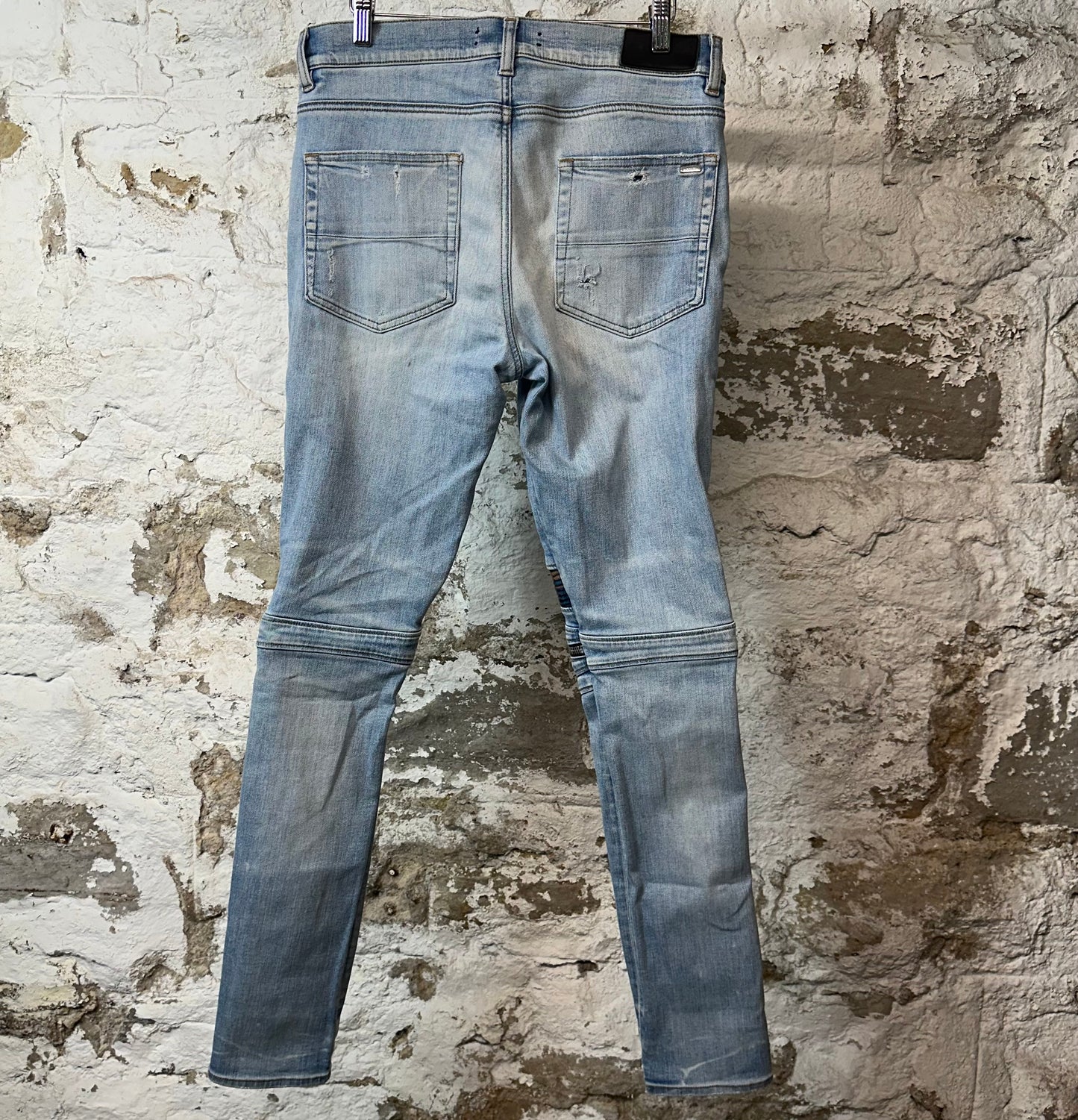 Amiri MX2 Multicolor Flannel Blue Denim Jeans Sz 32