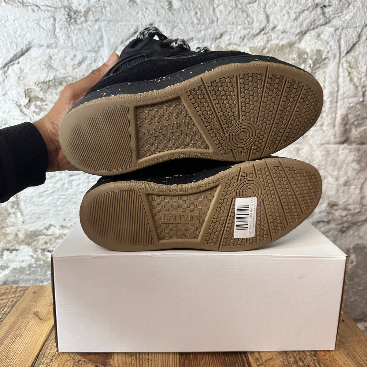 Lanvin Curb Black White Lace Black Sneaker Sz 10 (43)