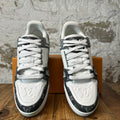 Louis Vuitton Grey Monogram White Trainer Sneaker Sz 10.5 (9LV)