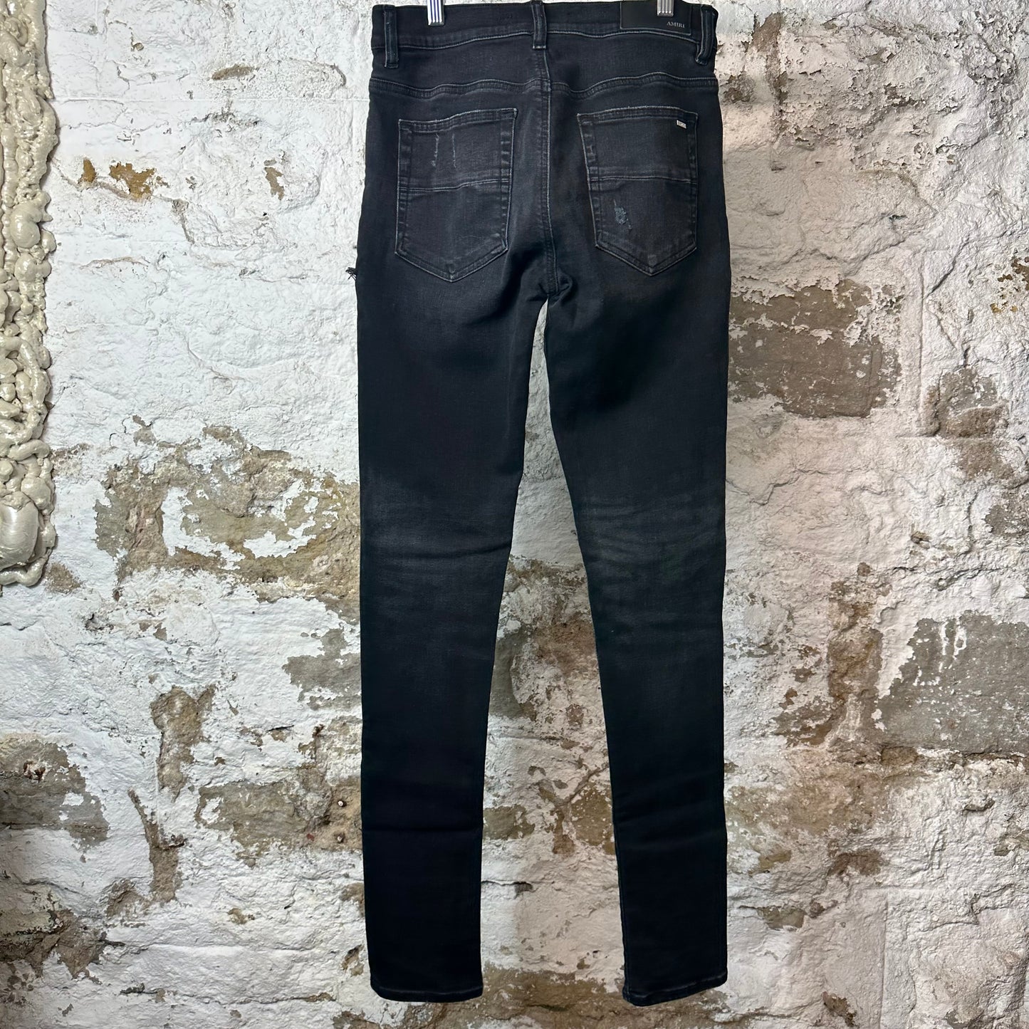 Amiri MX1 Cream Suede Black Denim Jeans Sz 30
