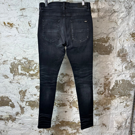 Amiri Plain Faded Black Distressed Denim Jeans Sz 32
