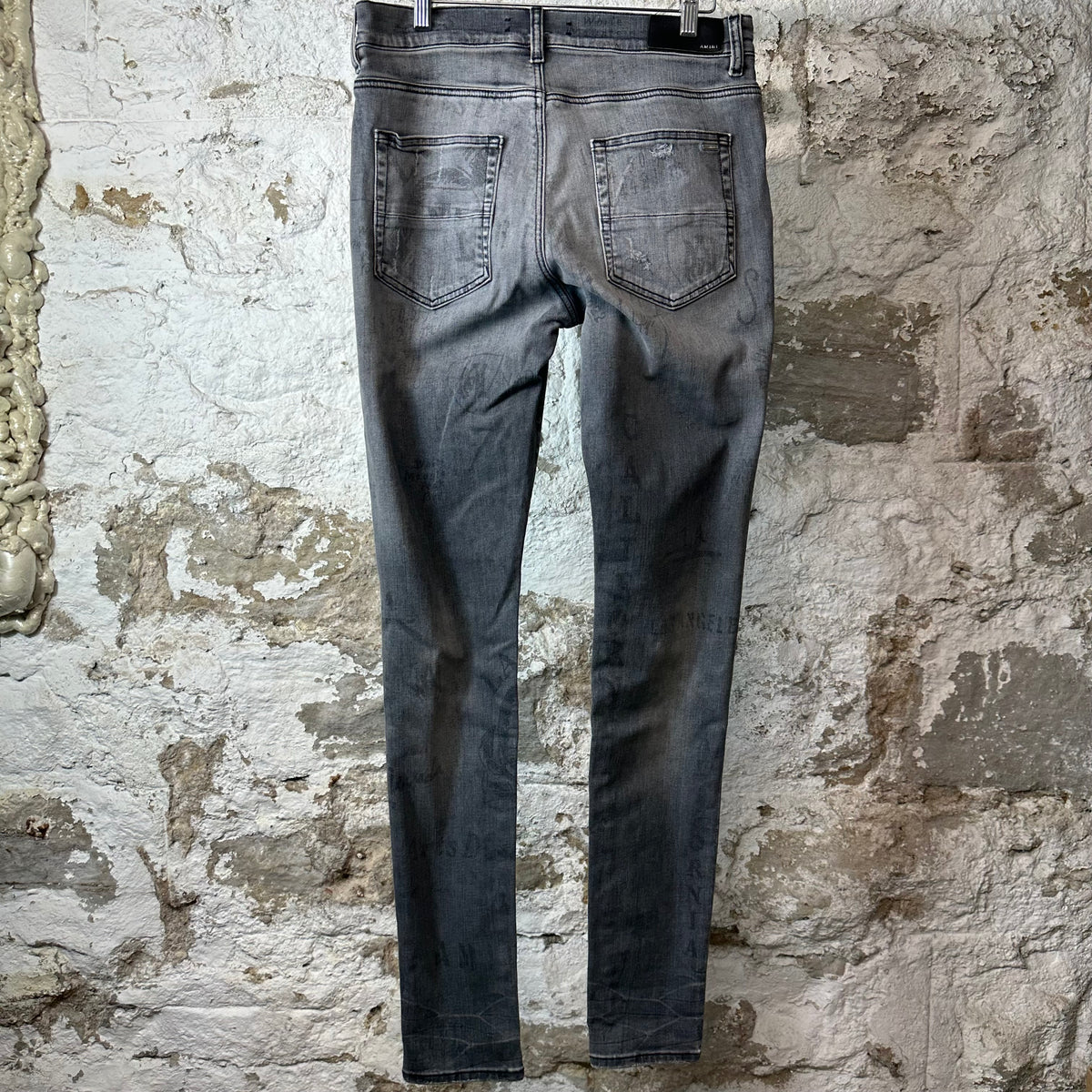 Amiri Army Stencil Grey Denim Jeans Sz 32