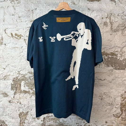 Louis Vuitton Jazz Intarsia T-shirt Teal Blue Sz S