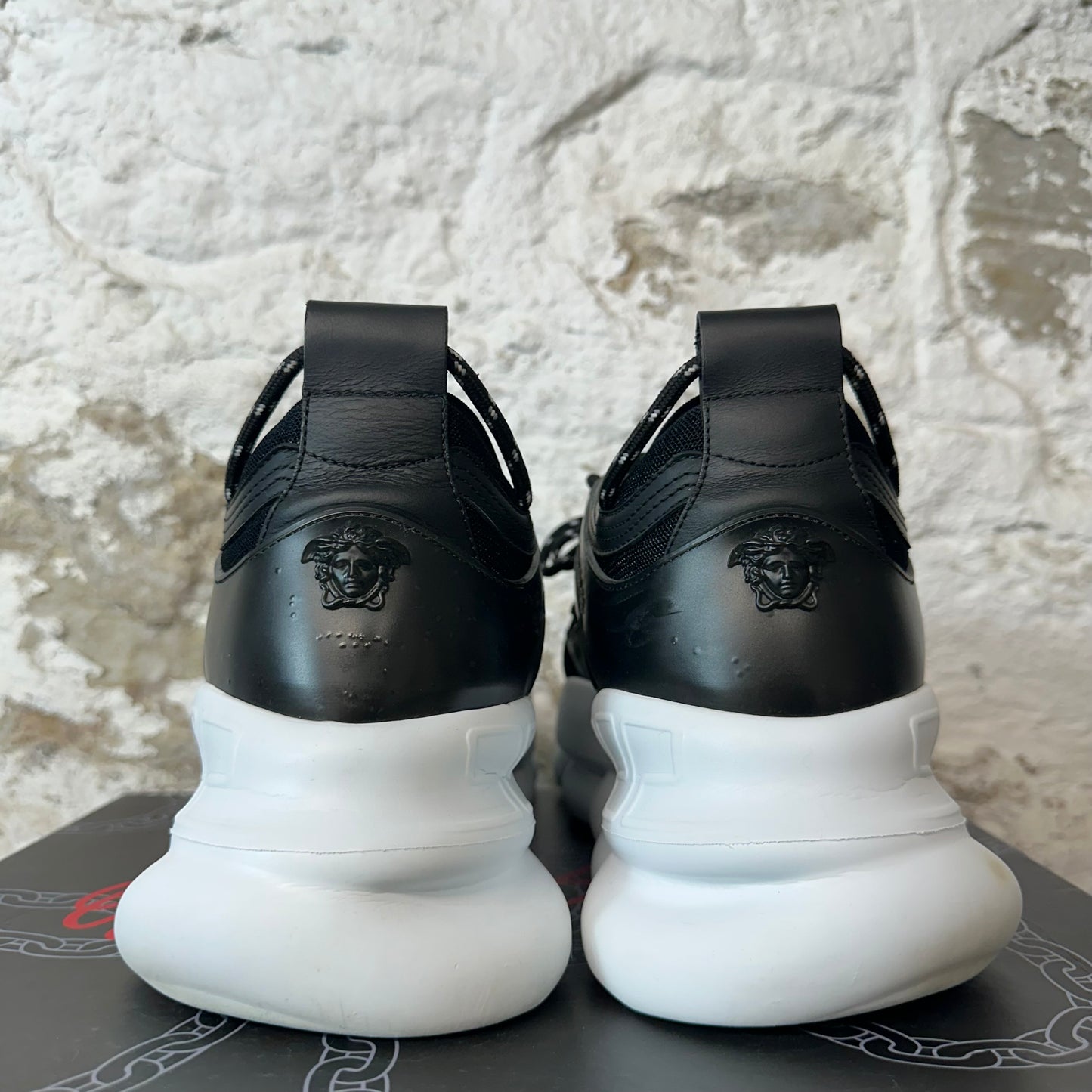 Versace Chain Reaction Black White Sneaker Sz 13 (46)