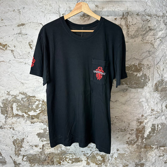 Chrome Hearts Red Cross T-Shirt Black Sz L