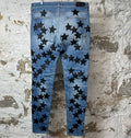Amiri Black Leather Star Chemist Blue Denim Jeans Sz 38