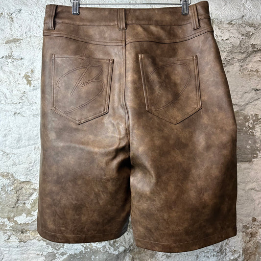 Bottega Desires Brown Leather Shorts Sz 32