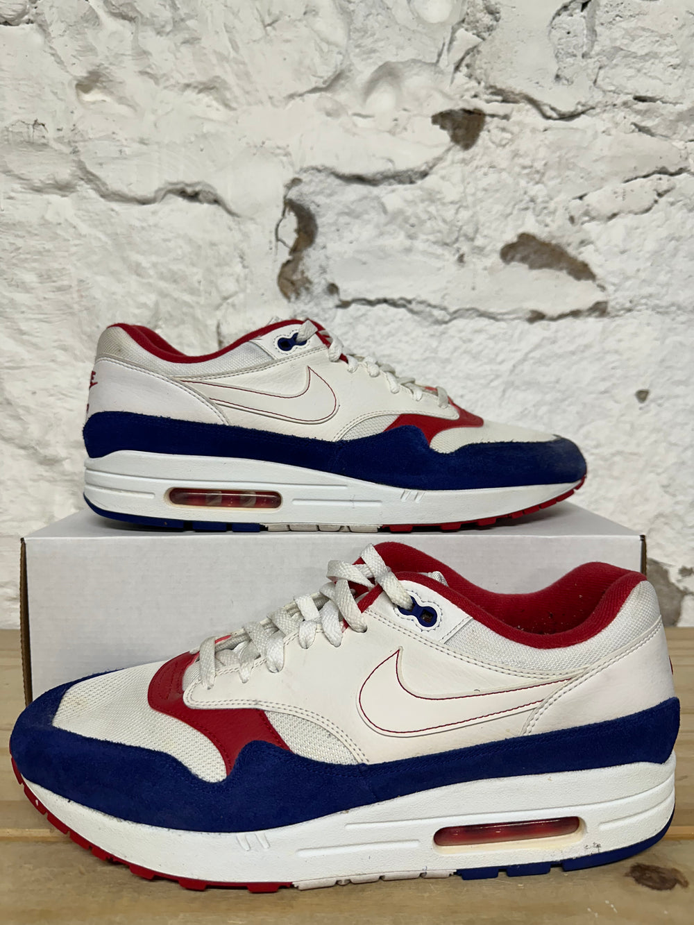 Nike Air Max 1 White Red Blue Sz 13