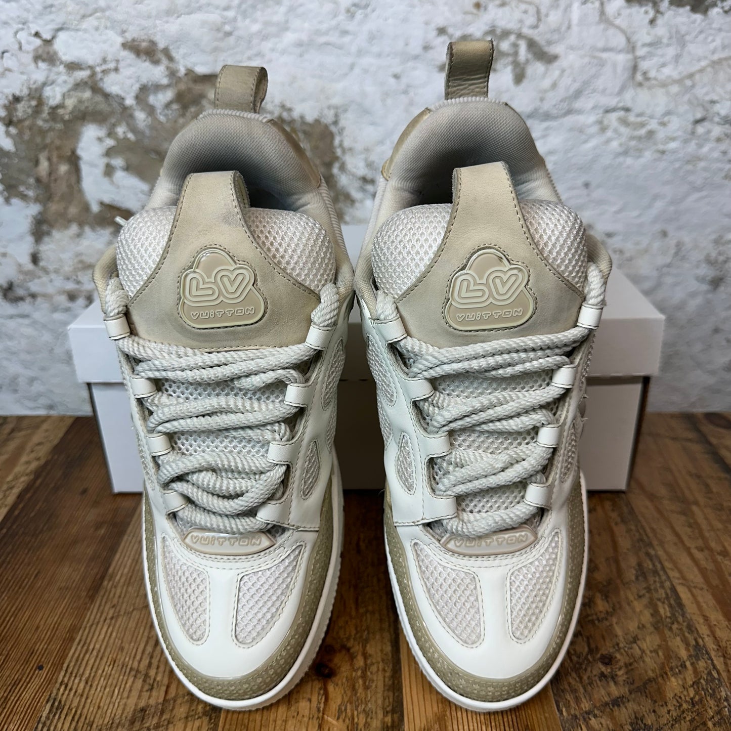 Louis Vuitton Cream Beige Skate Sneaker Sz 8 (6.5LV) No Box