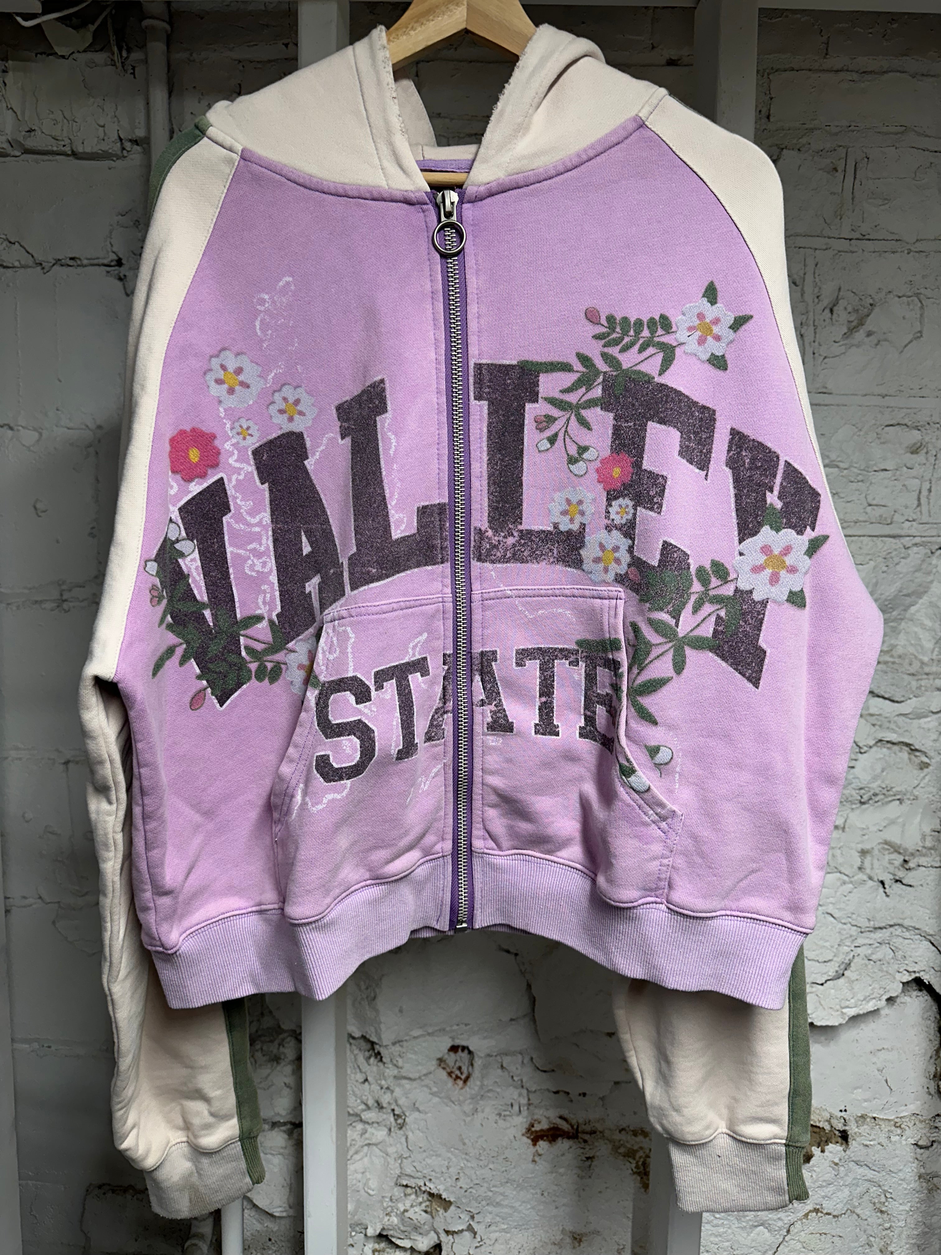 Vale State Flowers Zip Up Hoodie Sz L