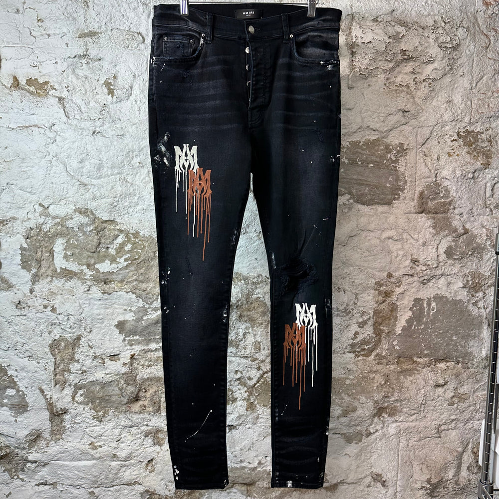 Amiri MA Drip Black Denim Jeans Sz 34