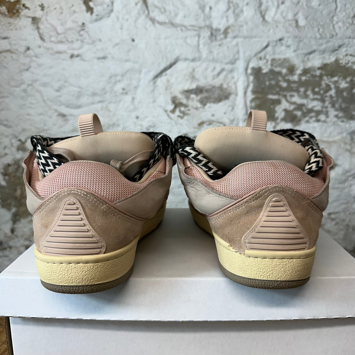 Lanvin Curb Black White Lace Pink Sneaker Sz 9 (42)