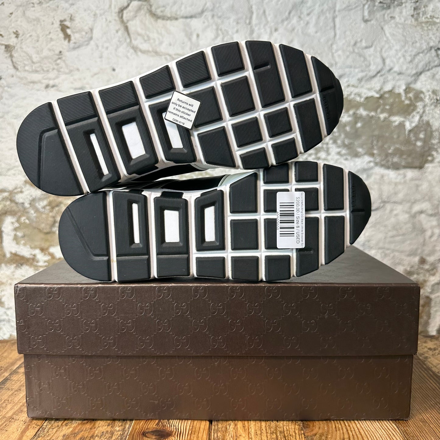Gucci Interlocking GG Black White Sneaker Sz 8