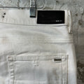 Amiri MX1 White Leather White Denim Jeans Sz 36