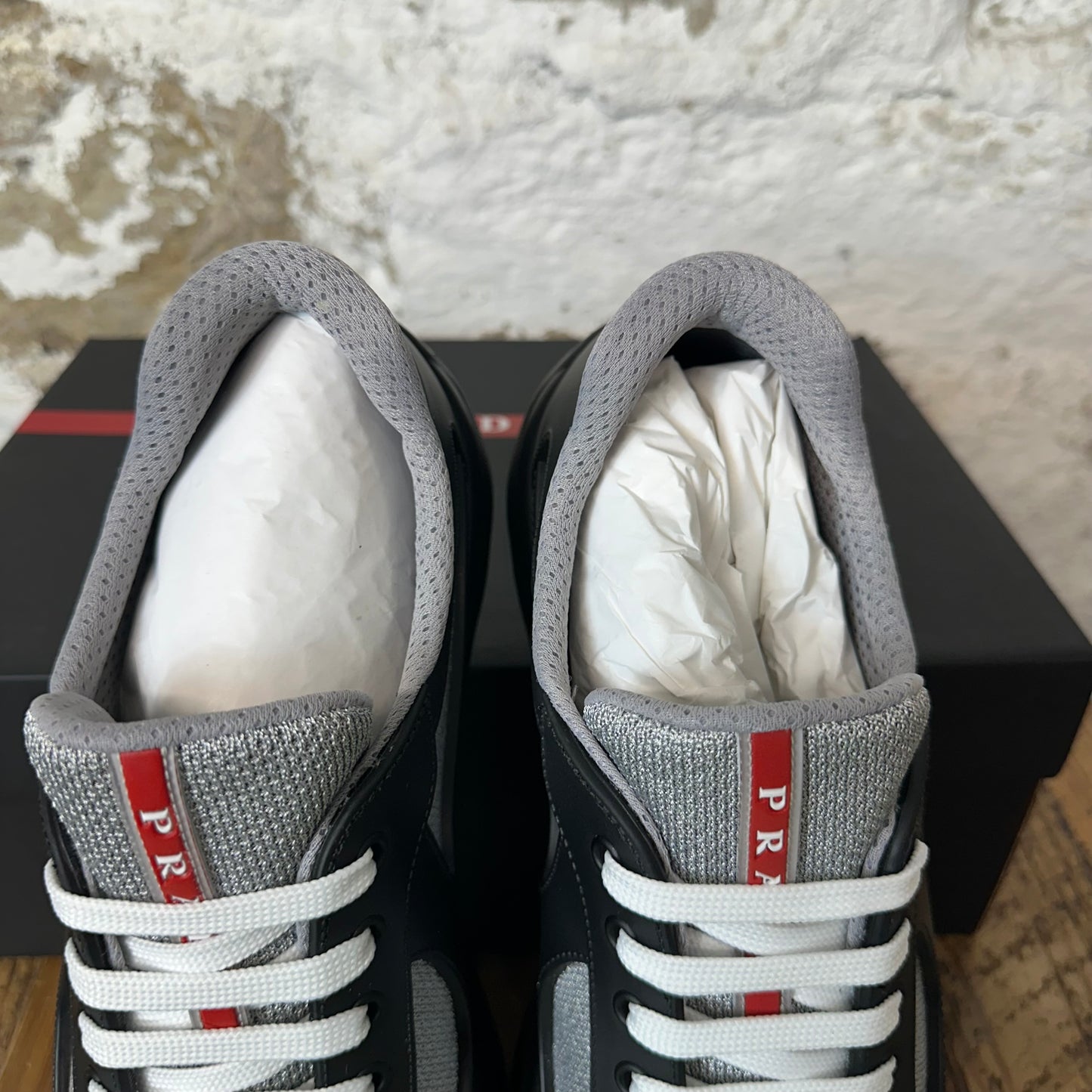 Prada Americas Cup Nero Rubber Sneaker Sz 11 (44) DS