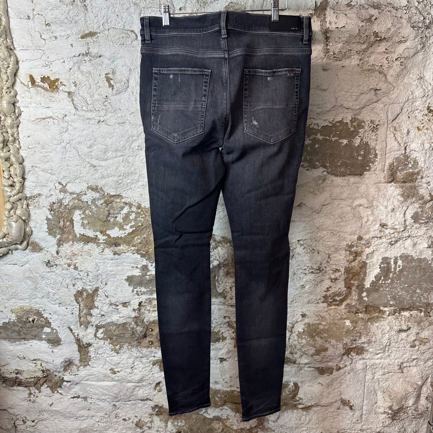 Amiri MX1 Black Paisley Thrasher Grey Denim Jeans Sz 34