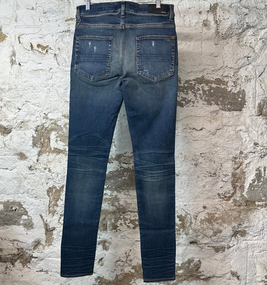 Amiri Knee Rip Dark Blue Denim Jeans