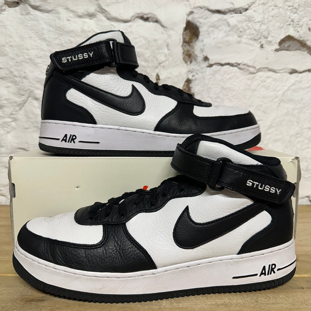 Nike Air Force 1 Mid Stussy Bone Black Sz 13