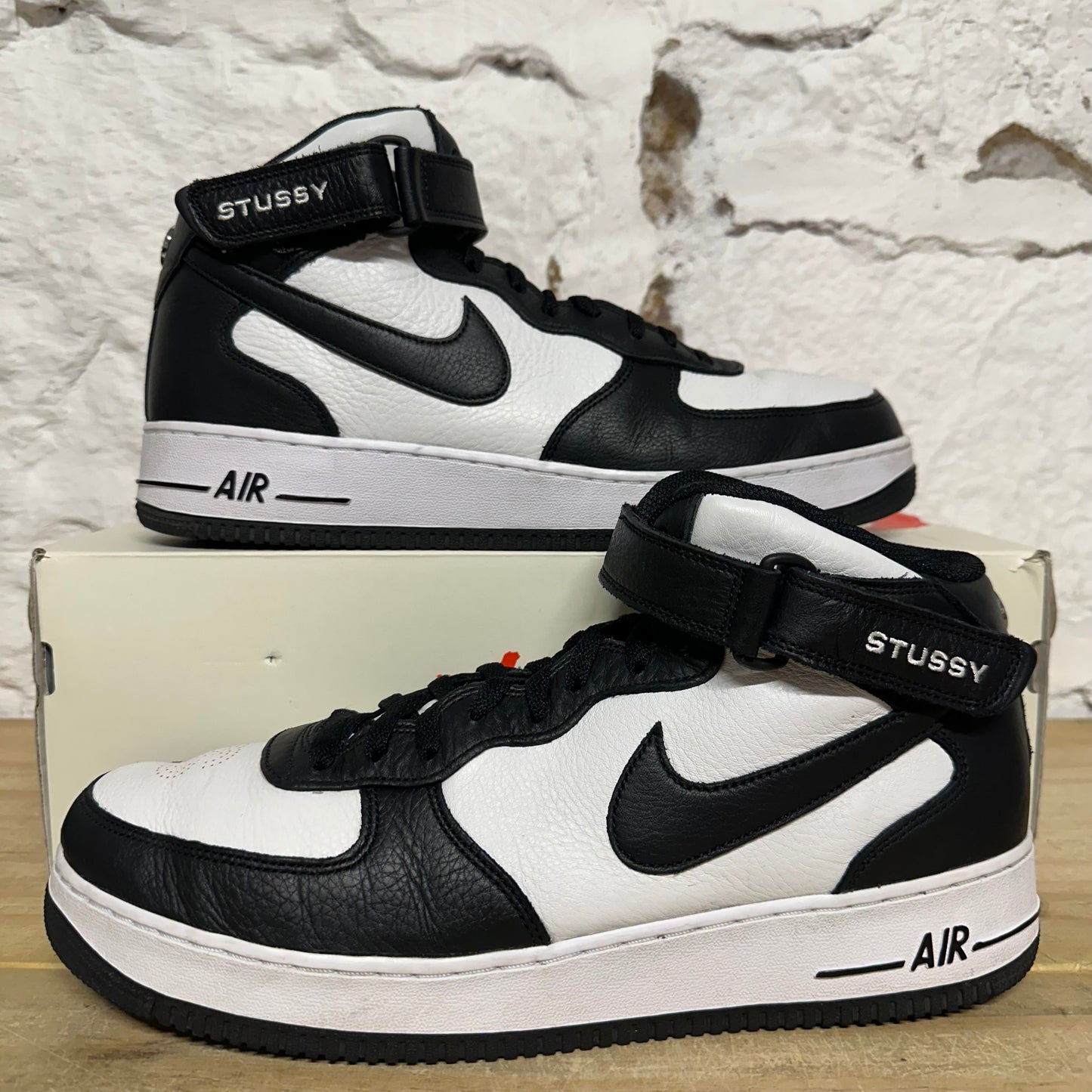 Nike Air Force 1 Mid Stussy Bone Black Sz 13