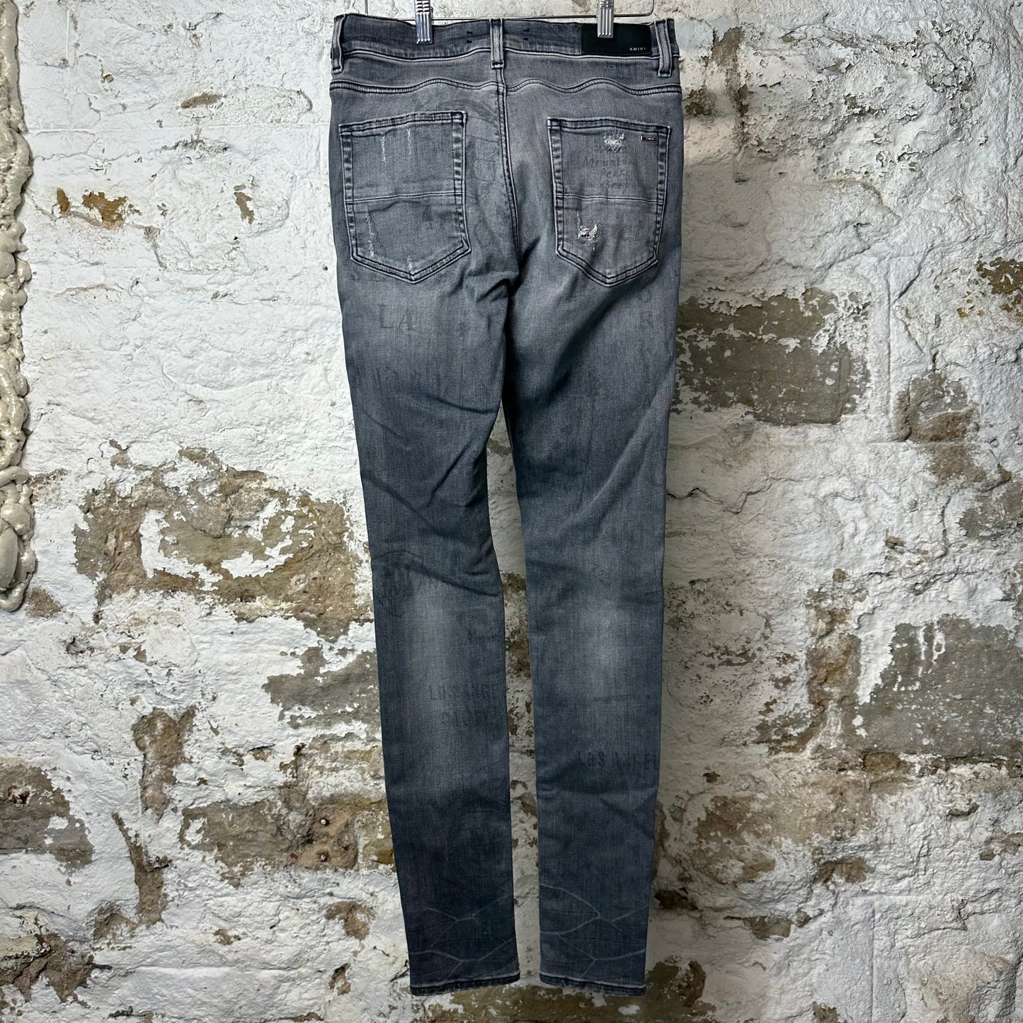 Amiri Army Stencil Grey Denim Jeans Sz 30