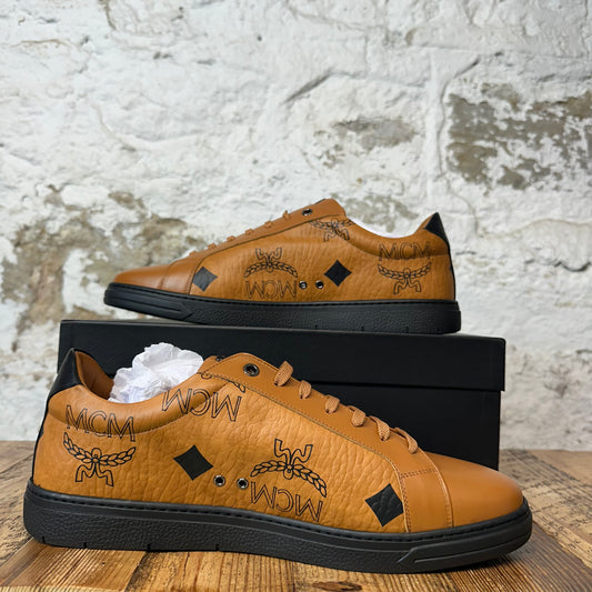 MCM Low Black Monogram Brown Sneaker Sz 11 (44) DS