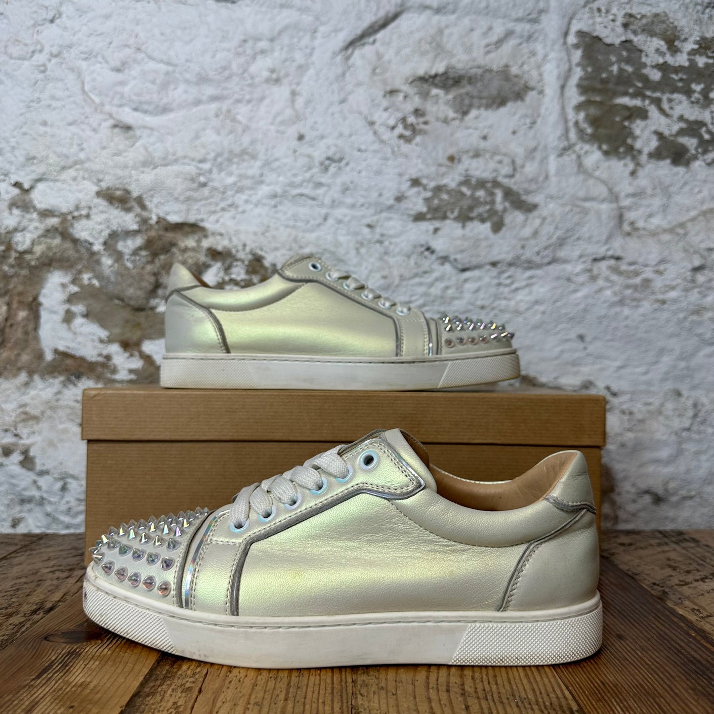 Christian Louboutin Low Snow Silver Spike Sneaker Sz 4.5 (36.5)