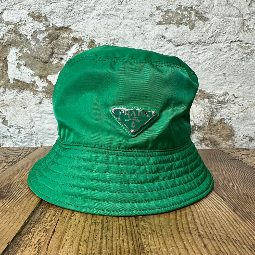 Prada Renylon Green Bucket Hat Sz L
