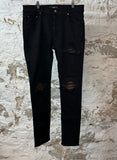 Amiri MX1 Brown Suede Black Denim Jeans Sz 34