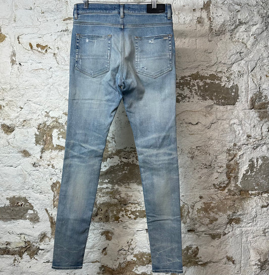 Amiri MX1 Multicolor Flannel Blue Denim Jeans Sz 31