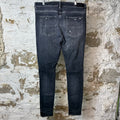 Amiri MX1 Black Paisley Thrasher Grey Denim Jeans Sz 38