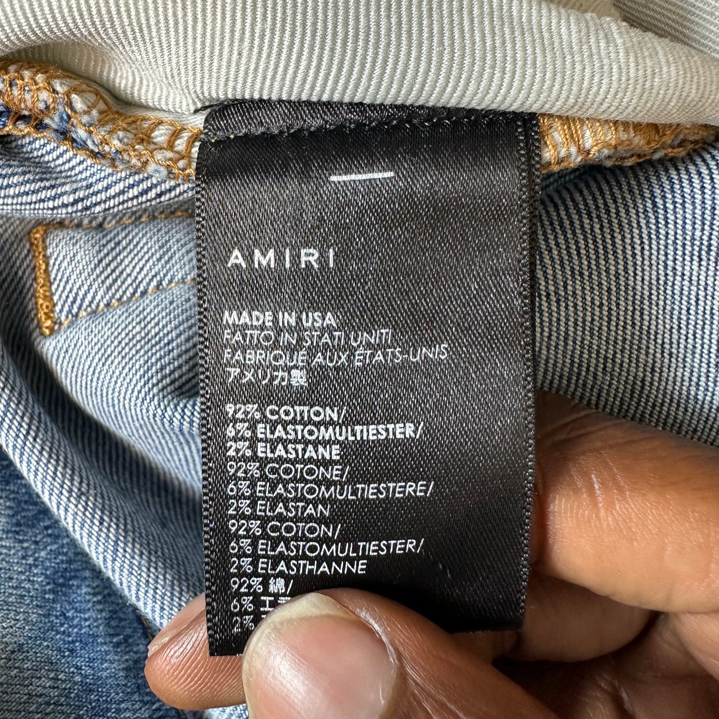 Amiri MX1 Black Suede Blue Denim Jeans Sz 31