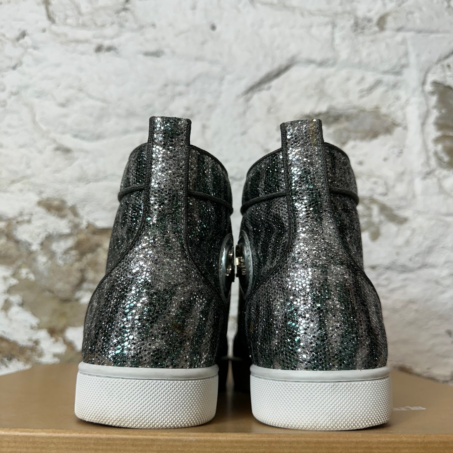 Christian Louboutin High Green Silver Sparkle Sneaker Sz 8.5 (41.5)