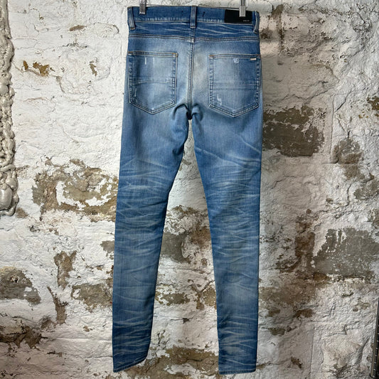 Amiri MX1 Sky Blue Cream Blue Denim Jeans Sz 29